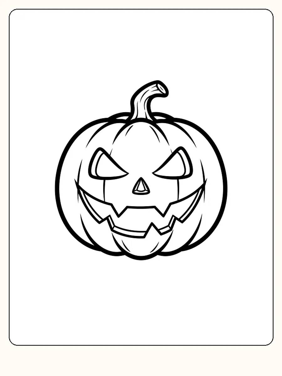 Tegning til farvelægning af et græskar med uhyggeligt ansigt, perfekt til halloween