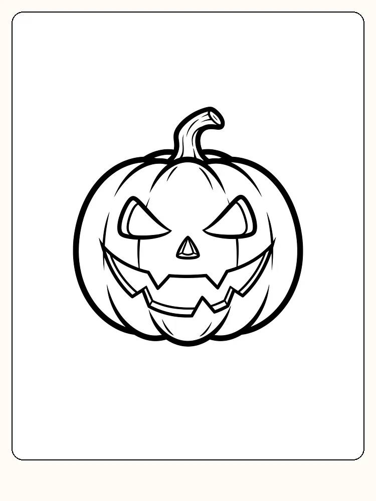 Tegning til farvelægning af et græskar med uhyggeligt ansigt, perfekt til halloween