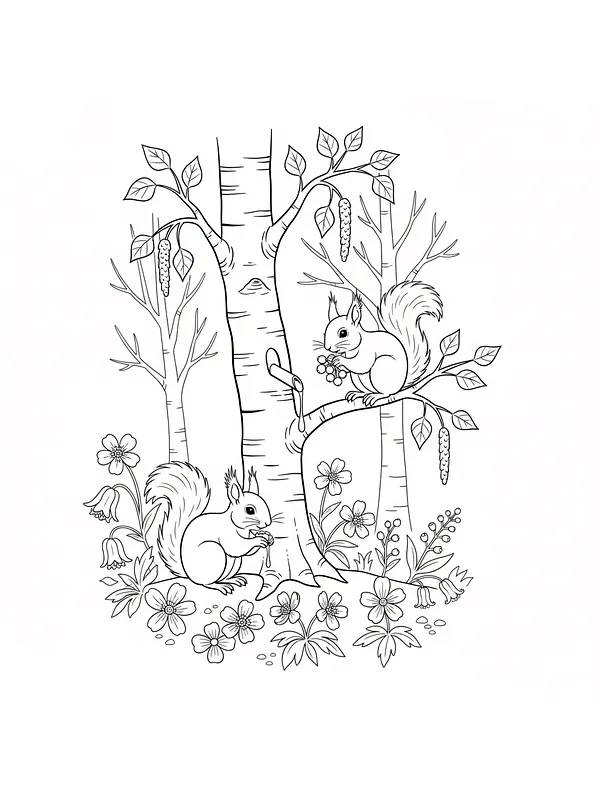 To ekorn med blomster, underkategori
