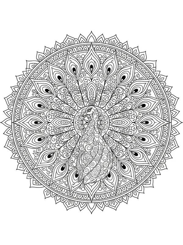 Påfugl mandala mønster