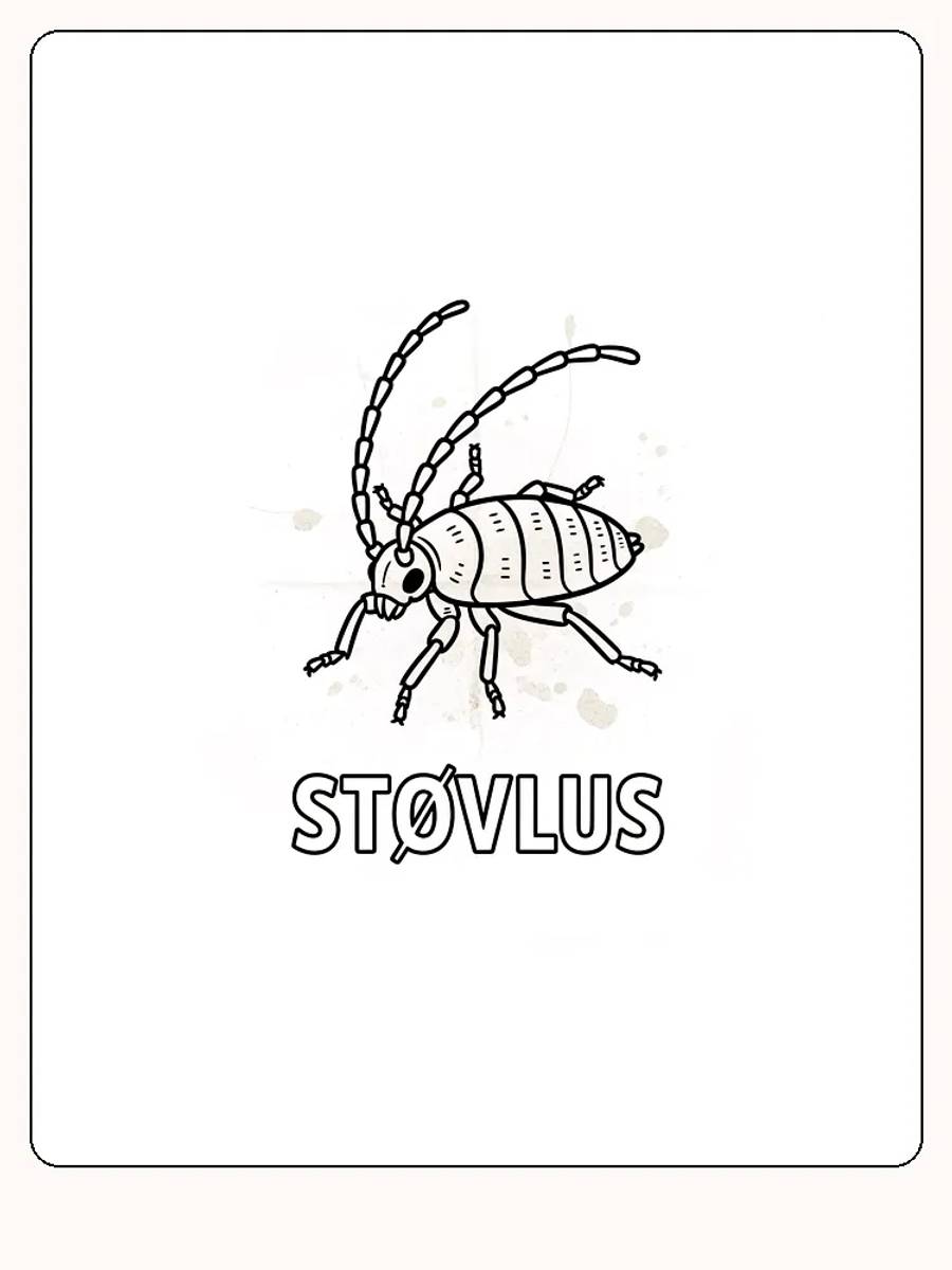 Tegning til farvelægning af en detaljeret støvlus, klar til print