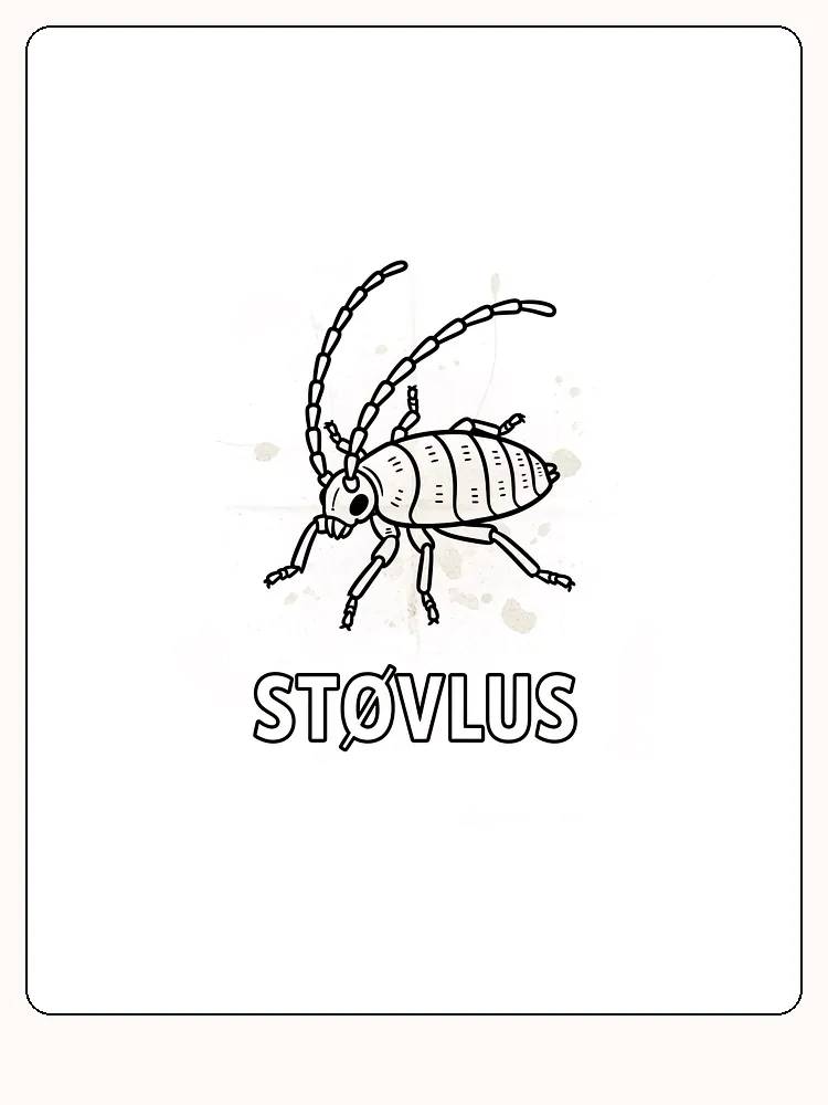 Tegning til farvelægning af en detaljeret støvlus, klar til print