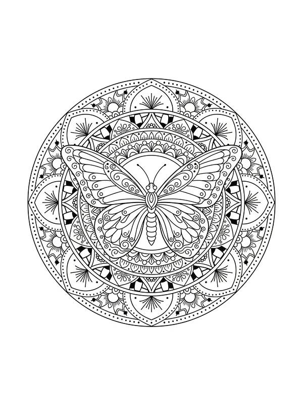 Sommerfugl i mandala-design