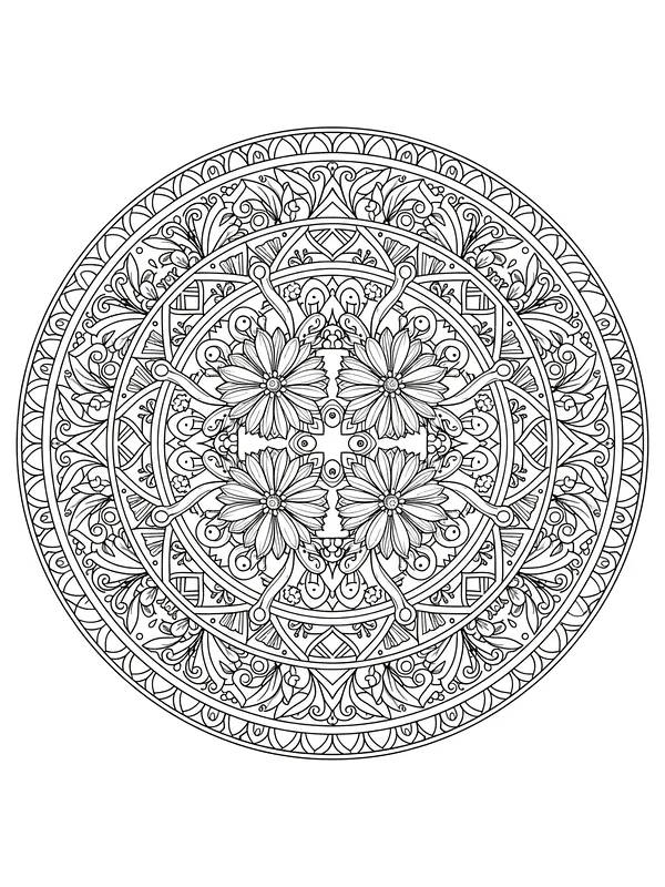 Detaillierte Mandala mit Blumen, Unterkategorie
