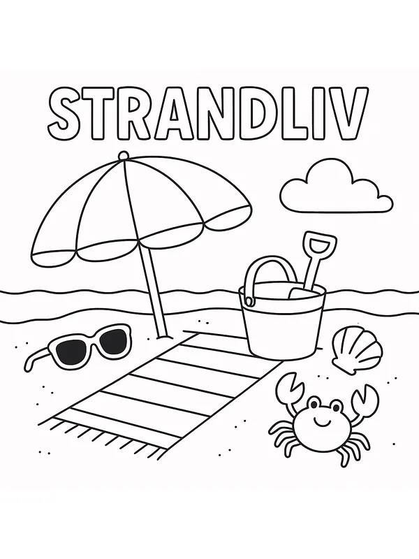 Strandliv med krabbe og paraply, underkategori