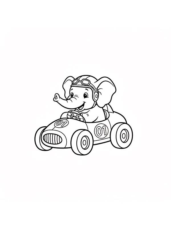 Elefant kører racerbil