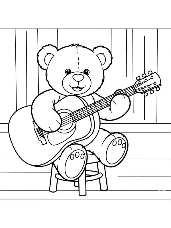Bär, der Gitarre spielt