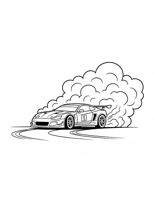 Racerbil drifter i et sving