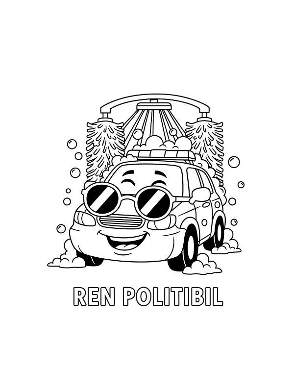 Smilende politibil i vask