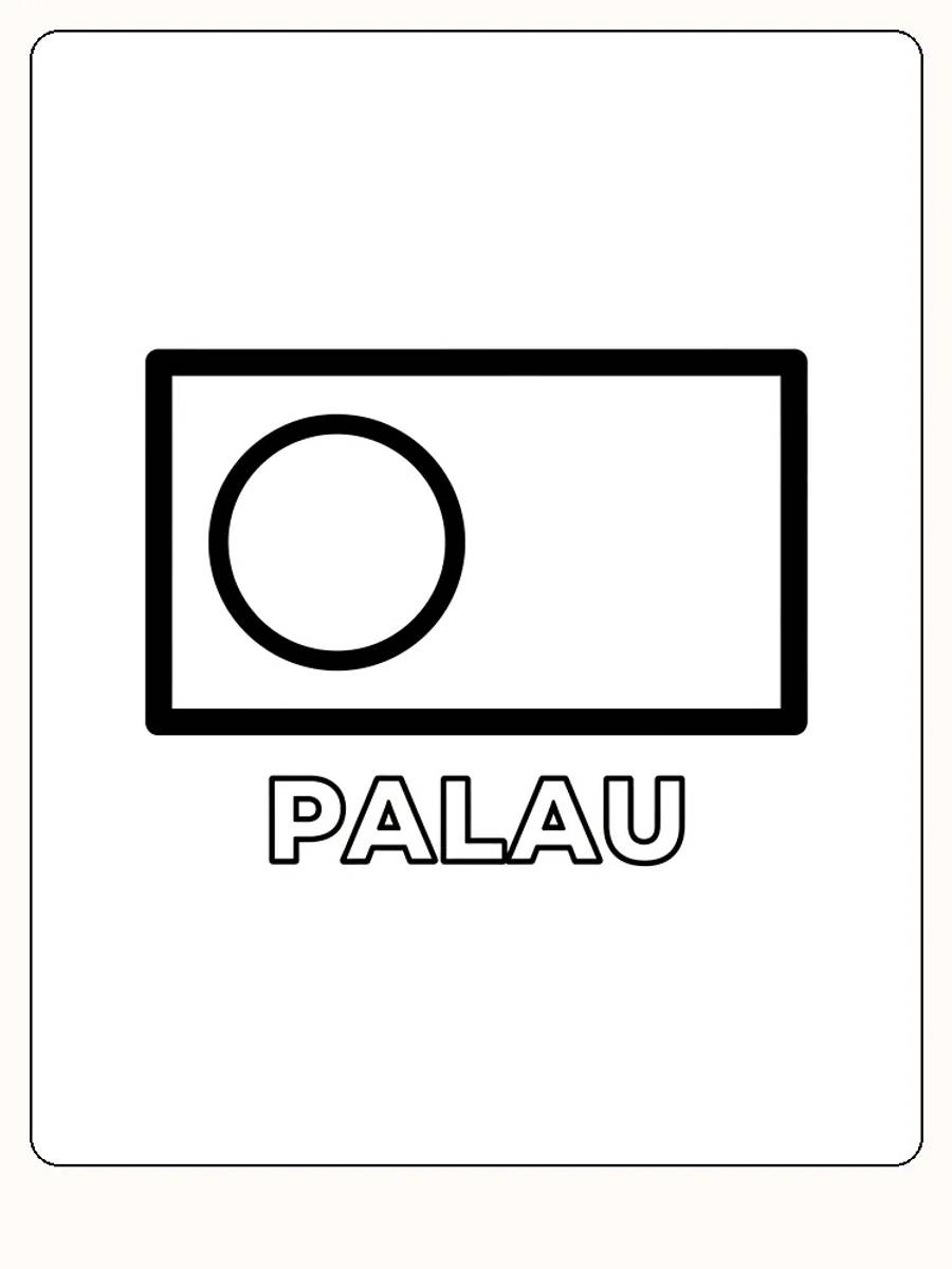 Palaus Flagge mit blauem Hintergrund und gelbem Kreis, bereit zum Ausmalen