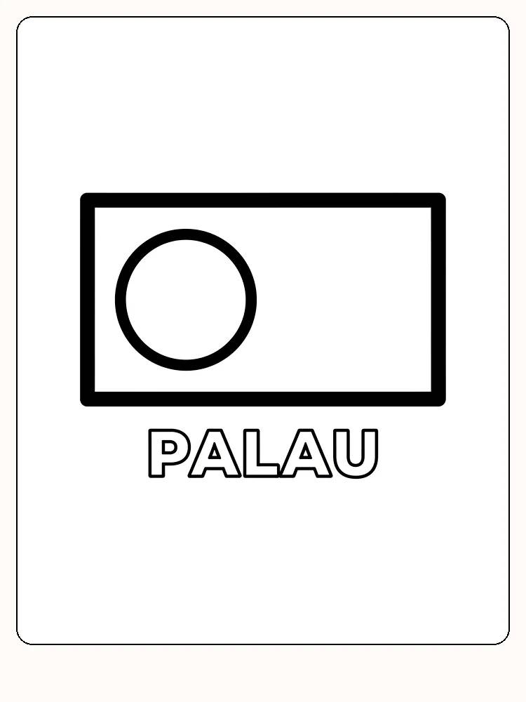 Palaus Flagge mit blauem Hintergrund und gelbem Kreis, bereit zum Ausmalen