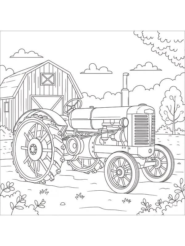 Traktor foran en låve, underkategori