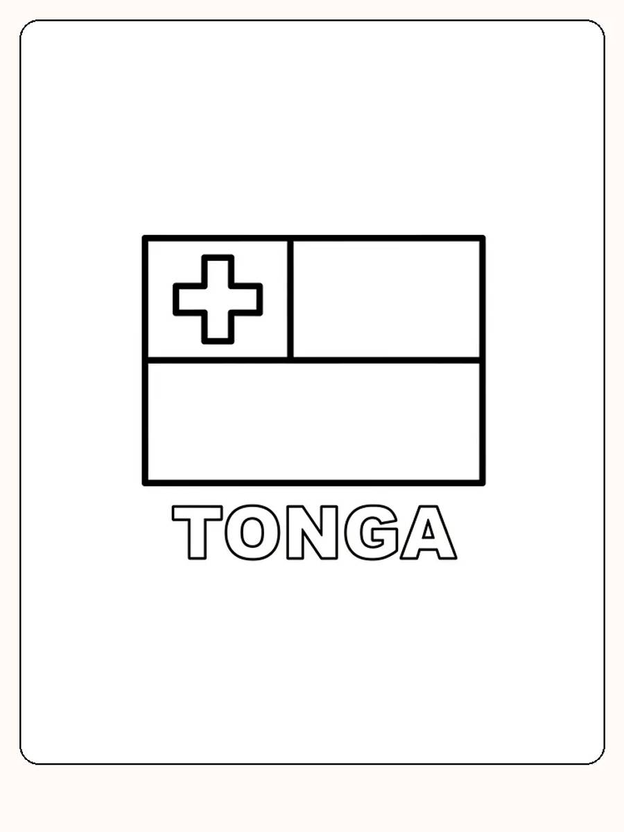 Deutsch:
Die Flagge von Tonga mit rotem Kreuz auf weißem Feld, bereit zum Ausmalen.