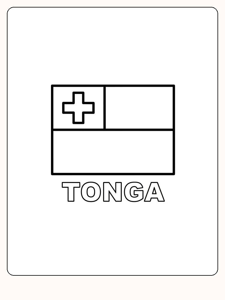 Deutsch:
Die Flagge von Tonga mit rotem Kreuz auf weißem Feld, bereit zum Ausmalen.