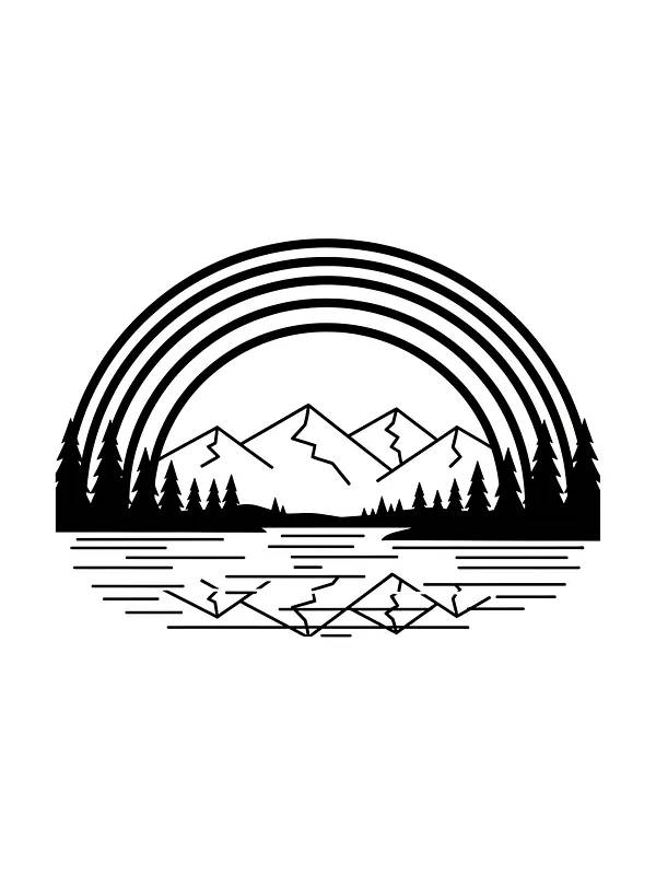 Fjell med regnbue