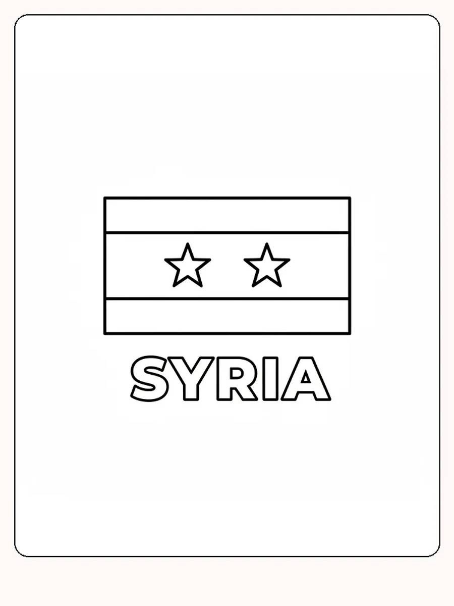 Syrien flagga med två stjärnor, redo för måla