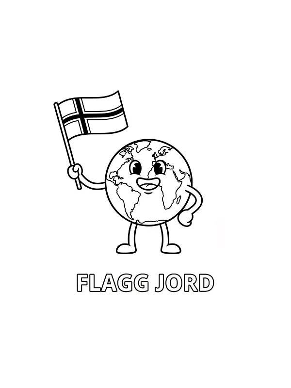Jorden med norsk flag