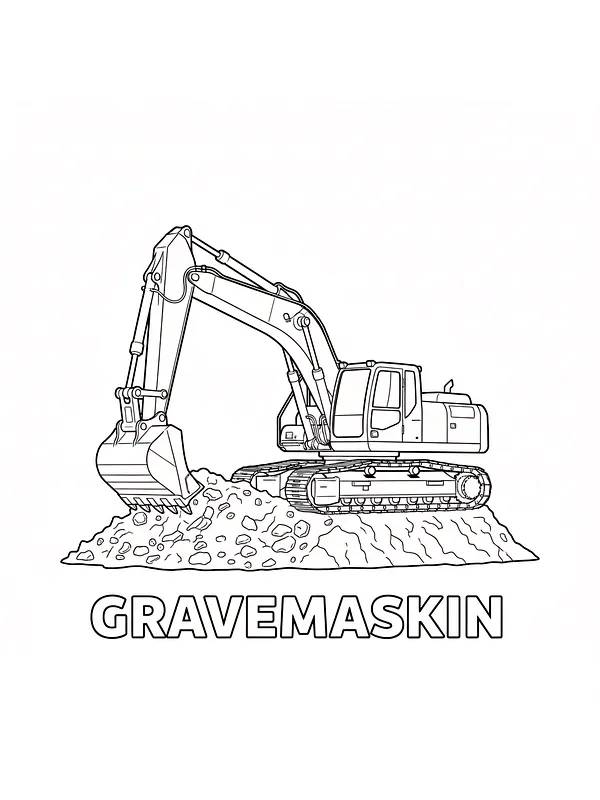 Gravemaskine på stenbunke