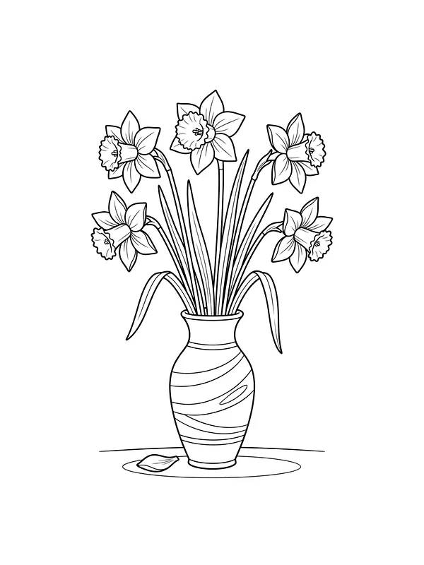 Jonquilles dans un vase rayé