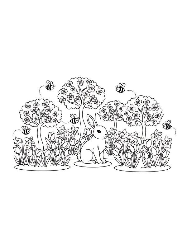 Kanin i blomsterhage