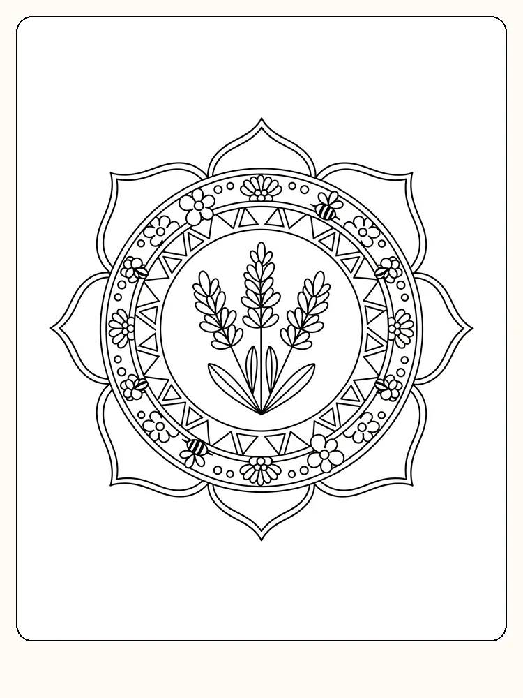 Detaillierte Mandala mit symmetrischem Blumenmuster zum Ausmalen