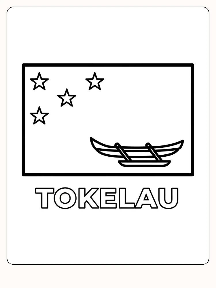 Tokelau-Flagge mit Sternen und Kanu, bereit zum Ausmalen