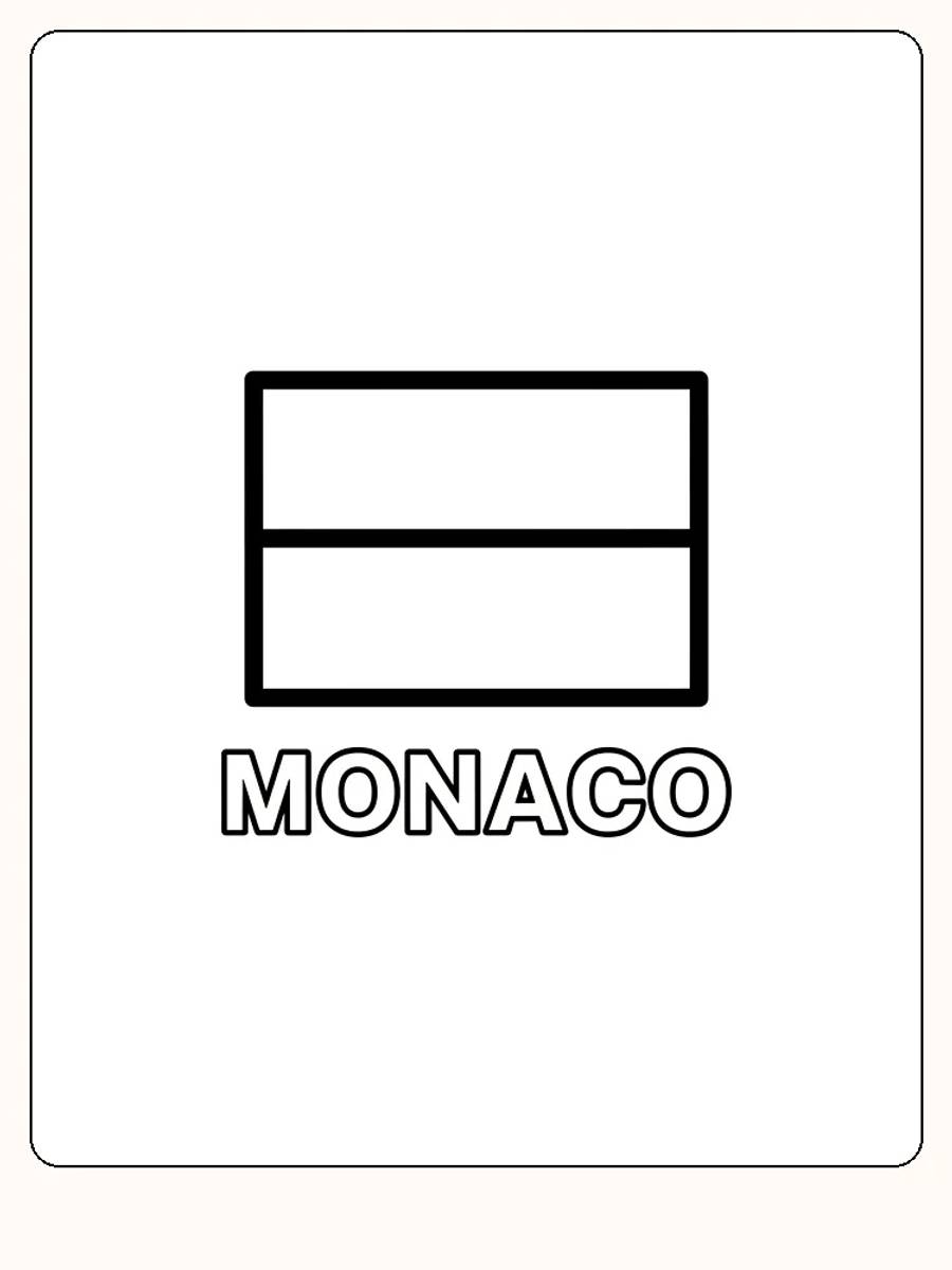 Monacos Flagge mit roter und weißer horizontaler Teilung, bereit zum Ausmalen
