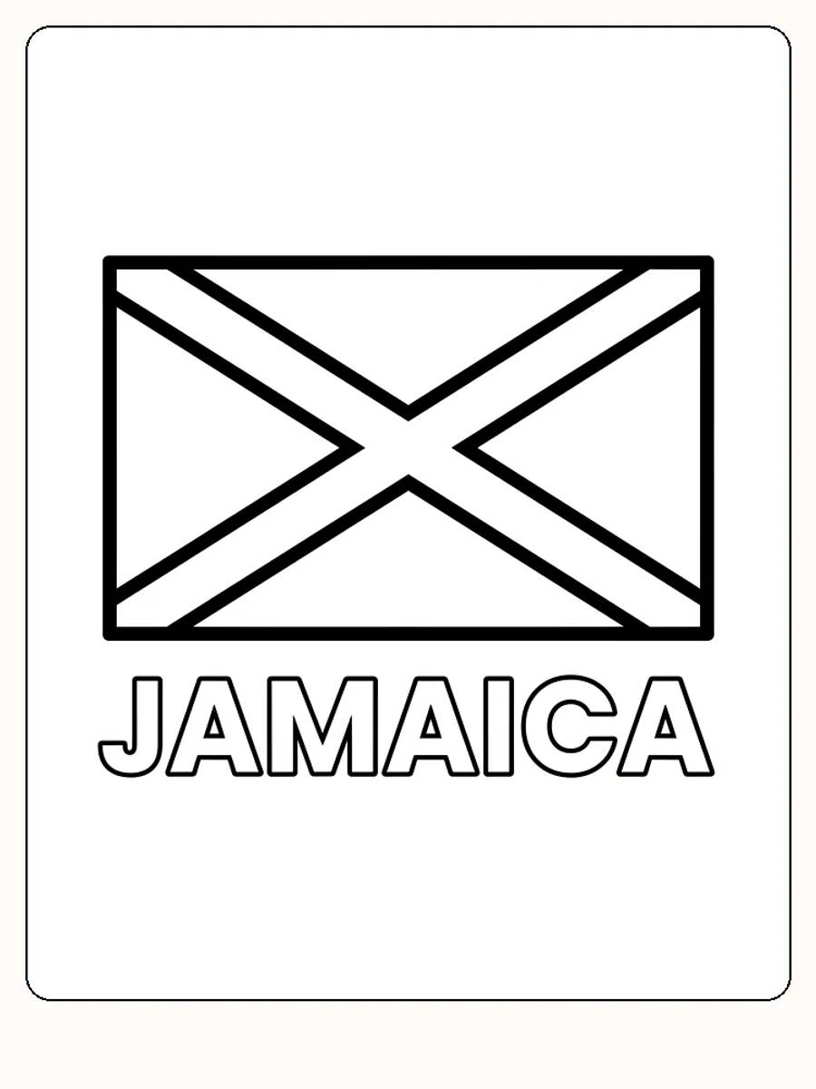 Jamaicas flagga med grönt, svart och ett gult kryss, redo att målas