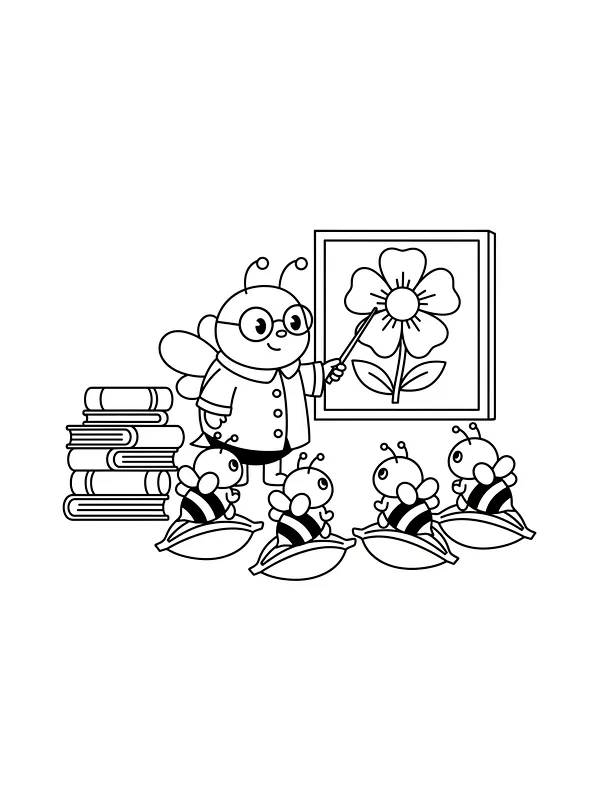Bi med briller underviser i blomster