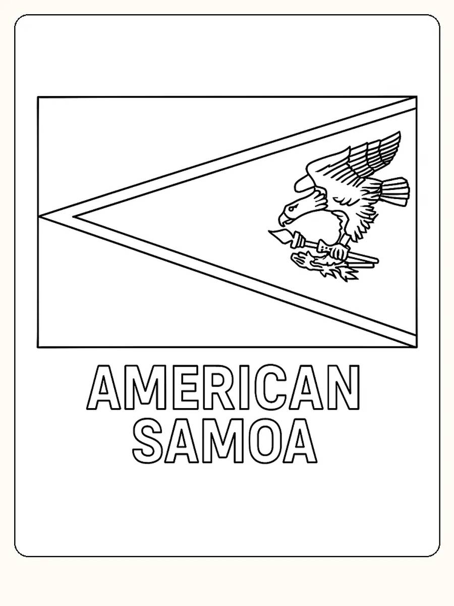 Amerikanisch-Samoas Flagge mit Adler und Speer, bereit zum Ausmalen