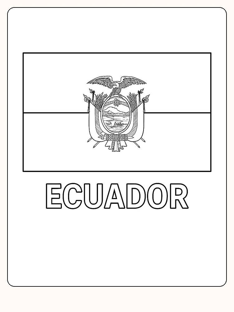 Ecuadors Flagge in Gelb, Blau und Rot, bereit zum Ausmalen