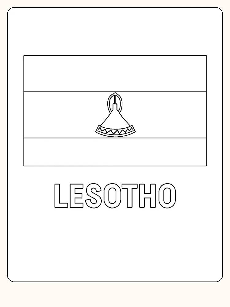 Lesothos Flagge mit blauem, weißem und grünem Design, bereit zum Ausmalen