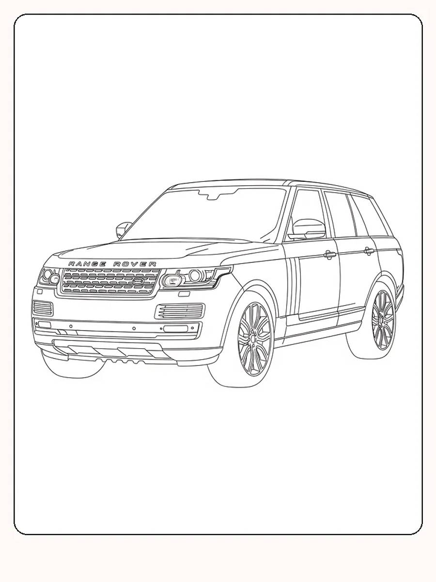 Fargeleggingsbilde av en Range Rover klar for utskrift