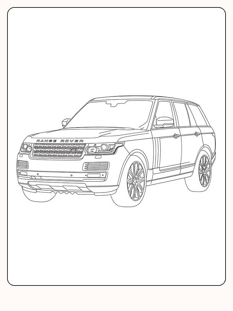 Fargeleggingsbilde av en Range Rover klar for utskrift