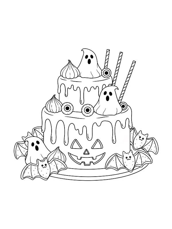 Halloween-kake med spøkelser