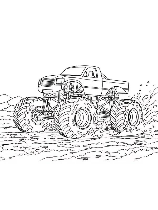 Monstertruck kjører i vann