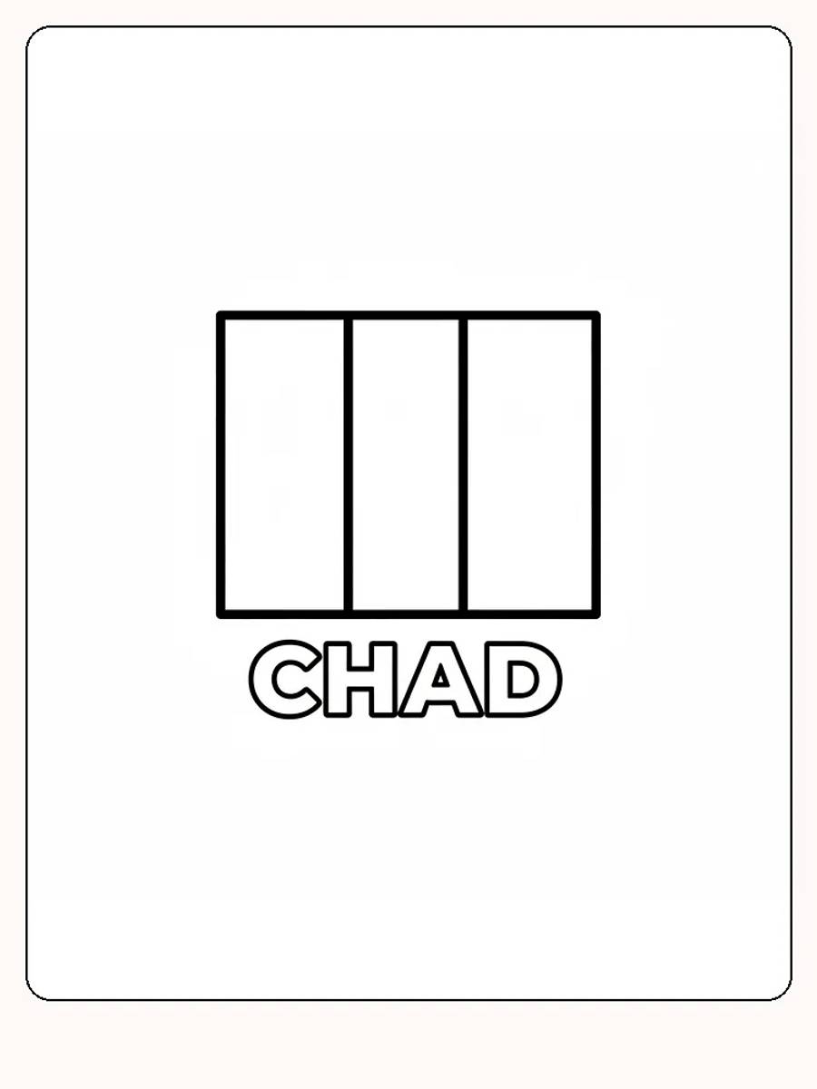 Tchads flagga i blått, gult och rött, redo att målas