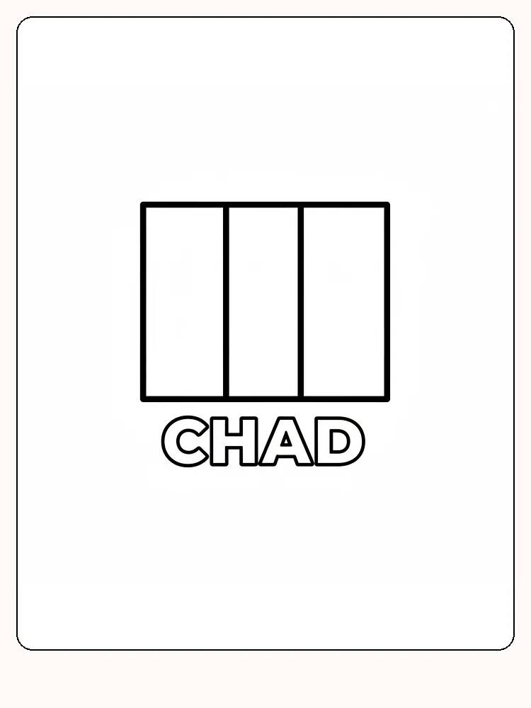 Tchads flagga i blått, gult och rött, redo att målas