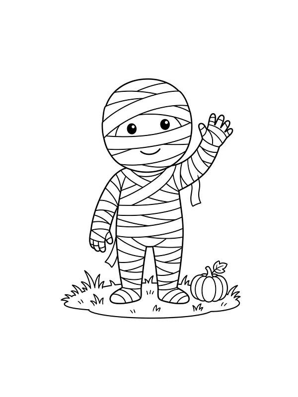 Halloween-mumie, der vinker