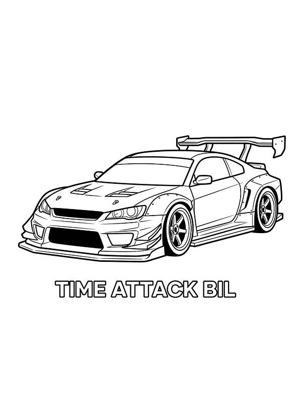 Tegning af time attack-bil