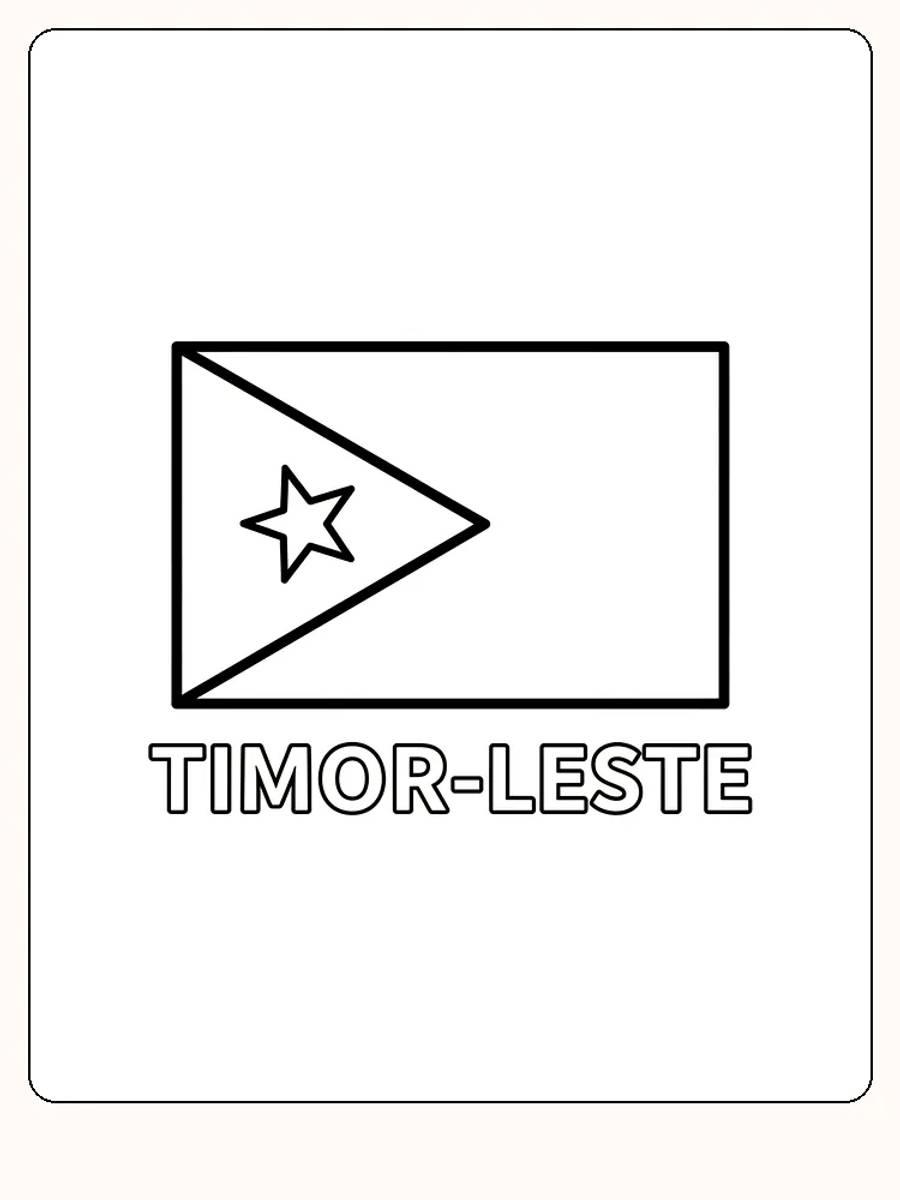 Timor-Lestes flagga med stjärna och triangel, redo för måla