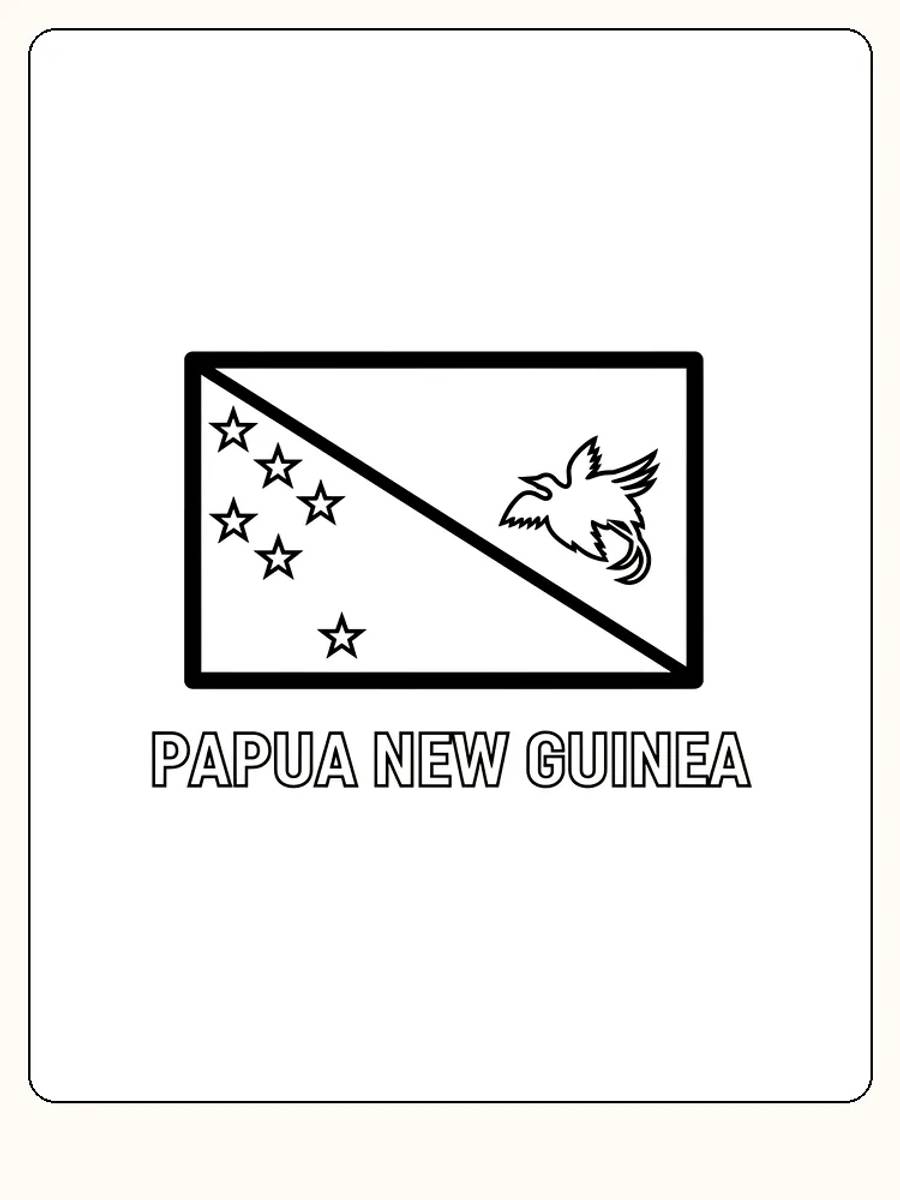 Papua Nya Guineas flagga med stjärnor och fågel, redo för måla