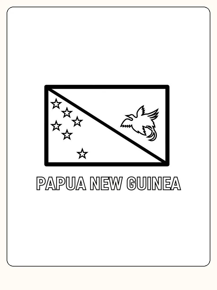 Papua Nya Guineas flagga med stjärnor och fågel, redo för måla