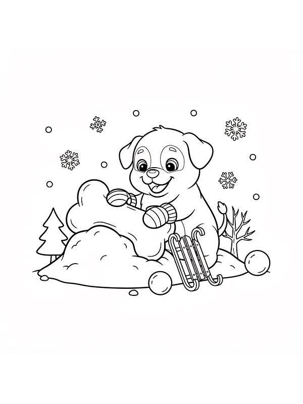 Hund leker i snøen, underkategori