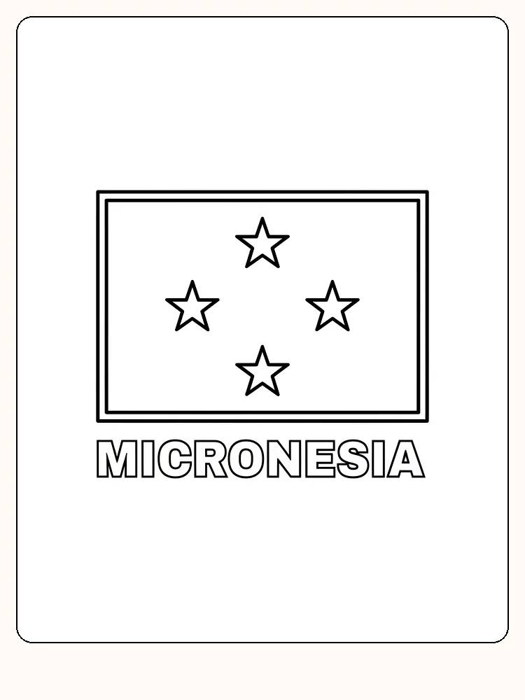 Mikronesiens Flagge mit blauem Hintergrund und vier Sternen, bereit zum Ausmalen.