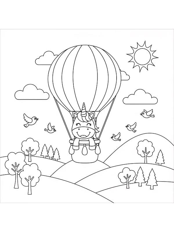 Enhjørning i luftballon under solen
