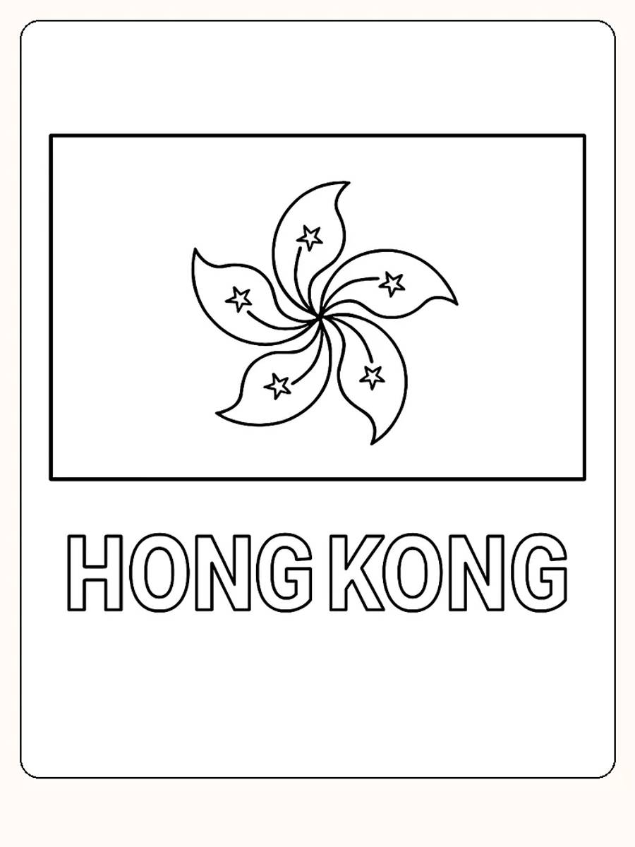 Hongkongs Flagge mit der ikonischen Bauhinia-Blume, bereit zum Ausmalen