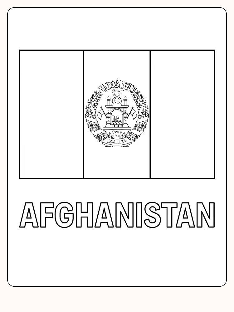 Afghanistans Flagge mit Emblem, bereit zum Ausmalen