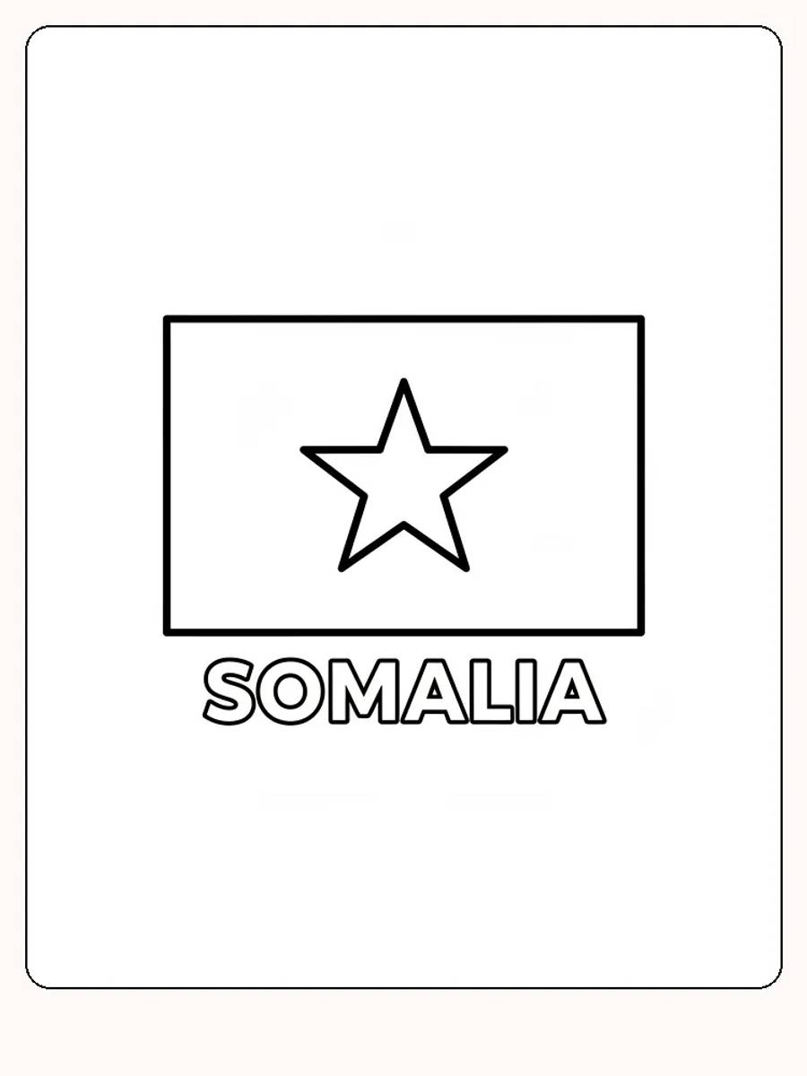 Somalias Flagge, hellblau mit einem weißen Stern, bereit zum Ausmalen.
