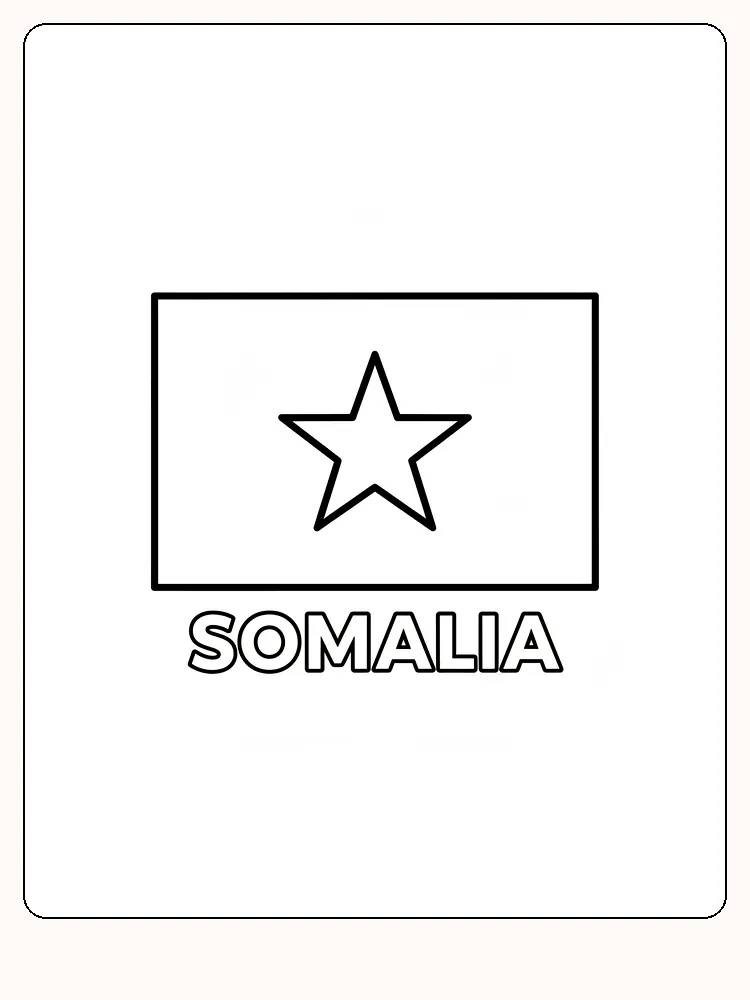 Somalias Flagge, hellblau mit einem weißen Stern, bereit zum Ausmalen.